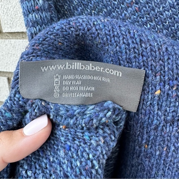 Bill Baber Donegal Merino Wool Celtic Knot Poncho Cape Blue Scotland OS - Picture 7 of 9